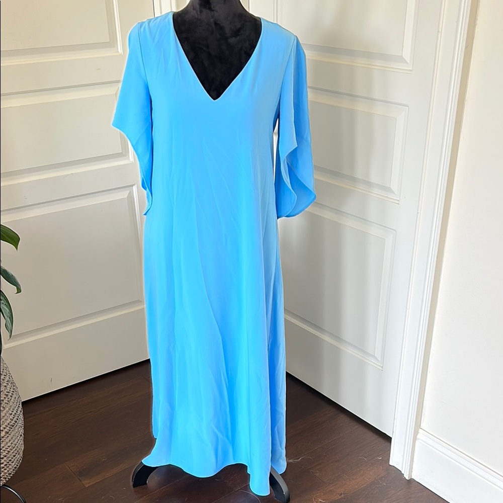 Anna Cate Elegant Blue V-Neck Dress